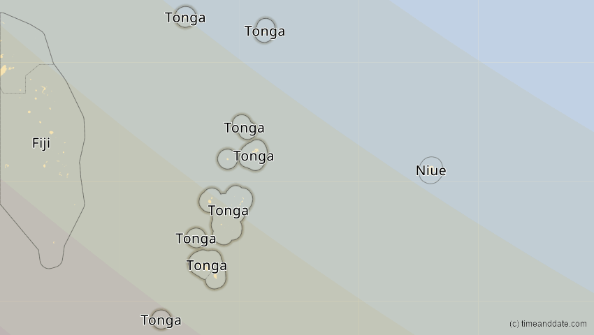 A map of Tonga, showing the path of the 24. Aug 2082 Totale Sonnenfinsternis
