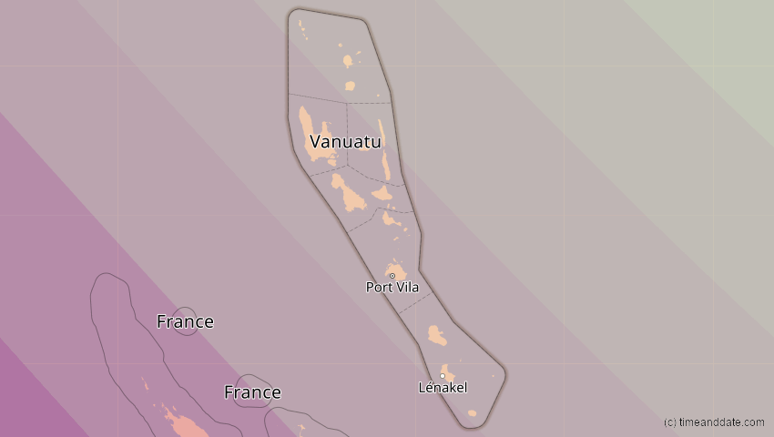 A map of Vanuatu, showing the path of the 24. Aug 2082 Totale Sonnenfinsternis