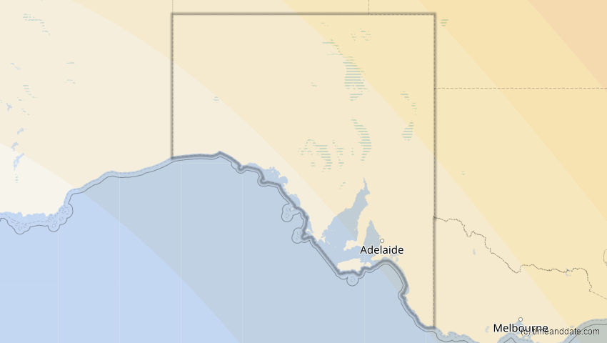 A map of South Australia, Australien, showing the path of the 24. Aug 2082 Totale Sonnenfinsternis