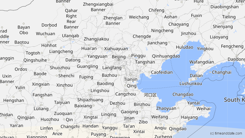 A map of Hebei, China, showing the path of the 24. Aug 2082 Totale Sonnenfinsternis