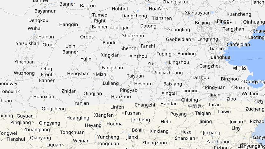 A map of Shanxi, China, showing the path of the 24. Aug 2082 Totale Sonnenfinsternis