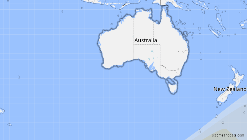 A map of Australien, showing the path of the 8. Jan 2084 Partielle Sonnenfinsternis
