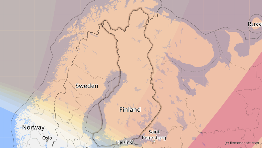 A map of Finnland, showing the path of the 3. Jul 2084 Ringförmige Sonnenfinsternis