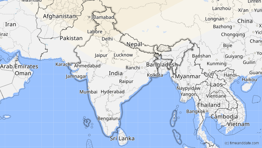 A map of Indien, showing the path of the 3. Jul 2084 Ringförmige Sonnenfinsternis