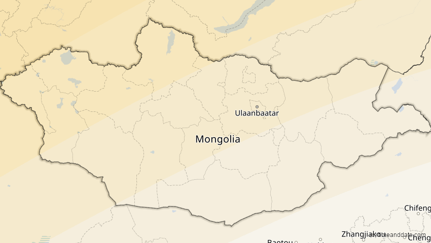A map of Mongolei, showing the path of the 3. Jul 2084 Ringförmige Sonnenfinsternis