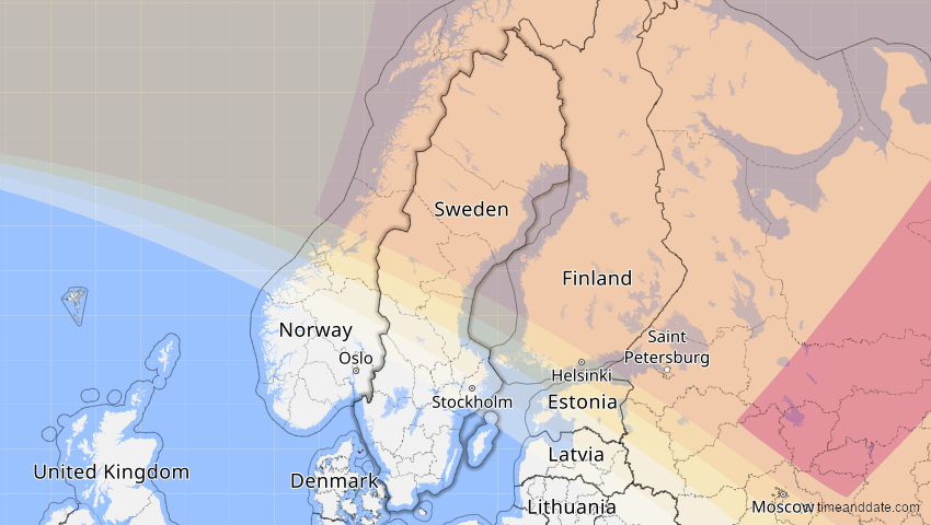 A map of Schweden, showing the path of the 3. Jul 2084 Ringförmige Sonnenfinsternis