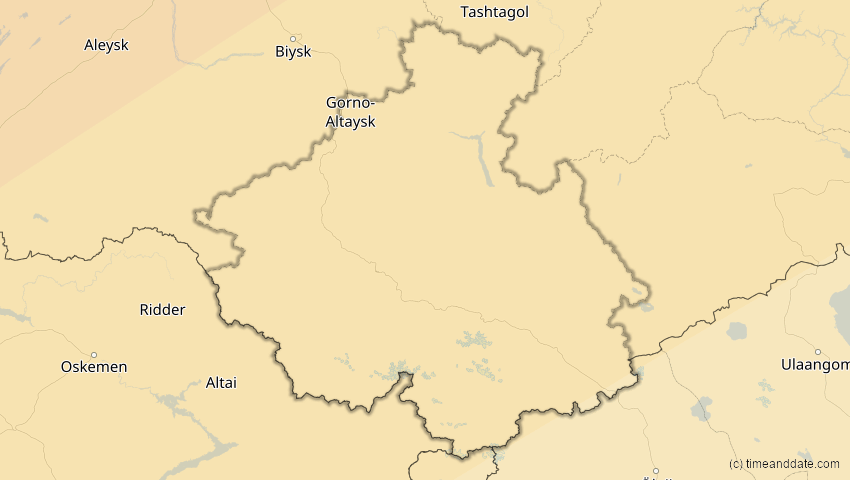 A map of Altai, Russland, showing the path of the 3. Jul 2084 Ringförmige Sonnenfinsternis