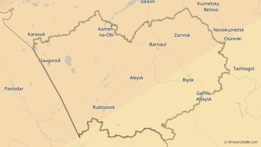 A map of Altai, Russland, showing the path of the 3. Jul 2084 Ringförmige Sonnenfinsternis