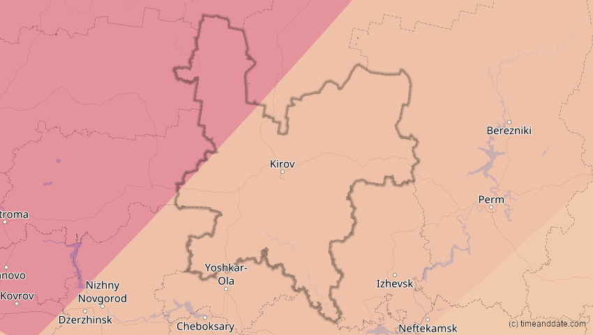 A map of Kirow, Russland, showing the path of the 3. Jul 2084 Ringförmige Sonnenfinsternis