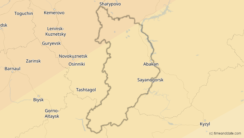 A map of Chakassien, Russland, showing the path of the 3. Jul 2084 Ringförmige Sonnenfinsternis