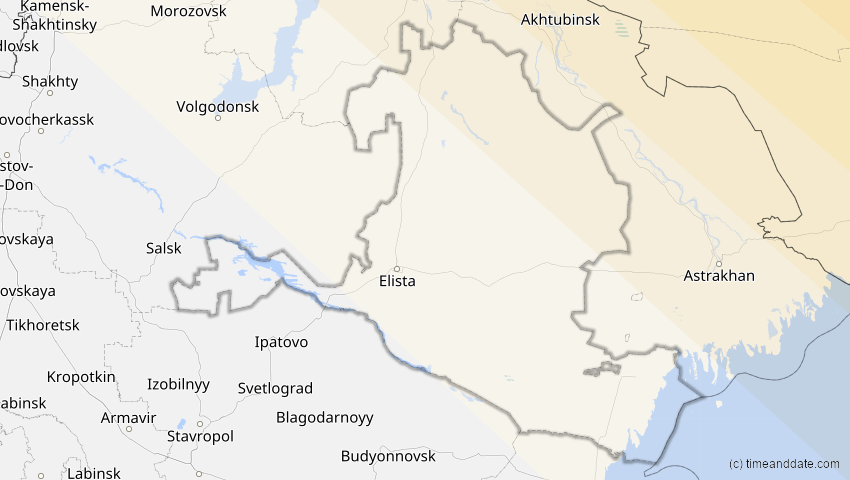 A map of Kalmückien, Russland, showing the path of the 3. Jul 2084 Ringförmige Sonnenfinsternis