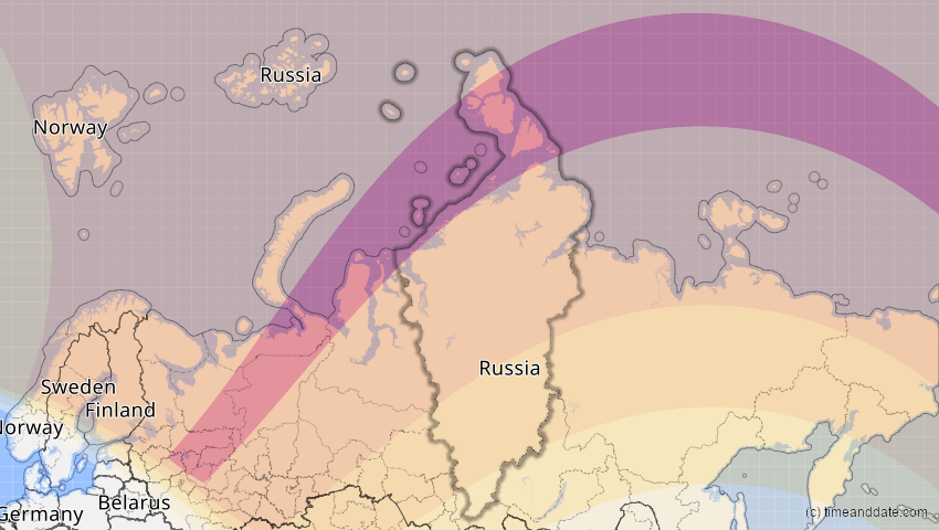 A map of Krasnojarsk, Russland, showing the path of the 3. Jul 2084 Ringförmige Sonnenfinsternis