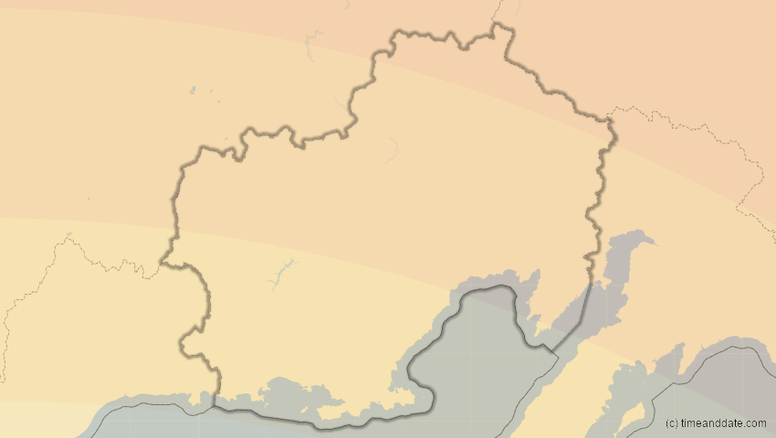 A map of Magadan, Russland, showing the path of the 3. Jul 2084 Ringförmige Sonnenfinsternis