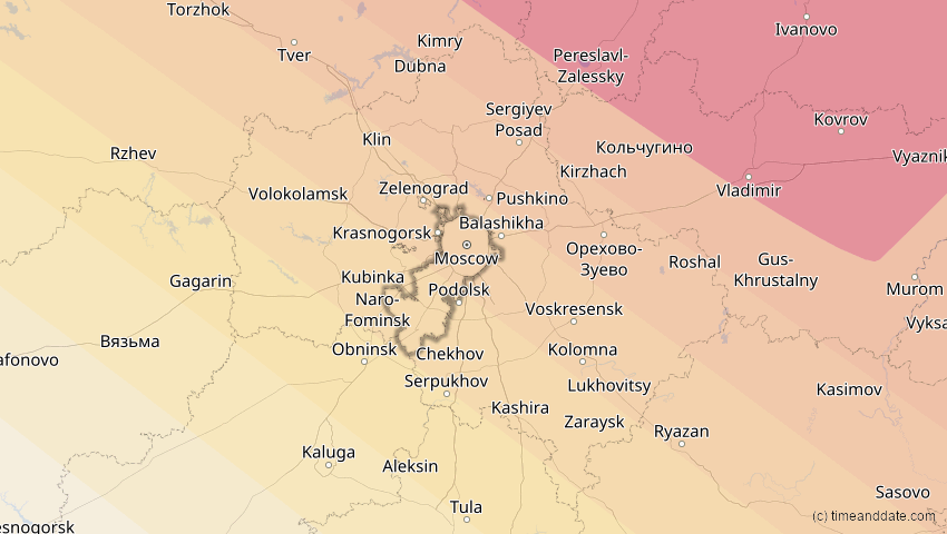 A map of Moskau, Russland, showing the path of the 3. Jul 2084 Ringförmige Sonnenfinsternis