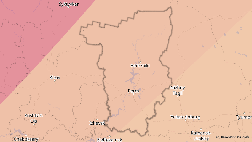 A map of Perm, Russland, showing the path of the 3. Jul 2084 Ringförmige Sonnenfinsternis