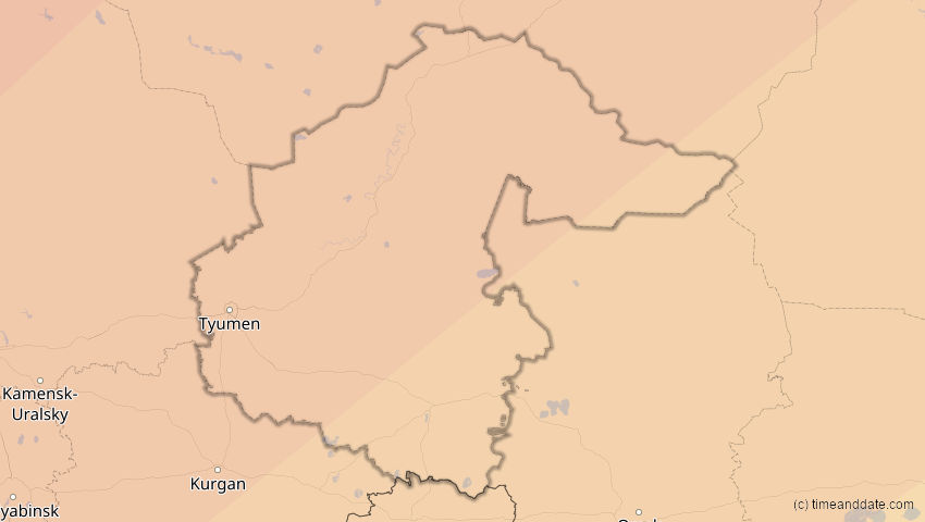 A map of Tjumen, Russland, showing the path of the 3. Jul 2084 Ringförmige Sonnenfinsternis