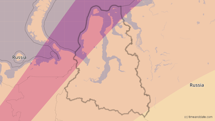 A map of Jamal-Nenzen, Russland, showing the path of the 3. Jul 2084 Ringförmige Sonnenfinsternis