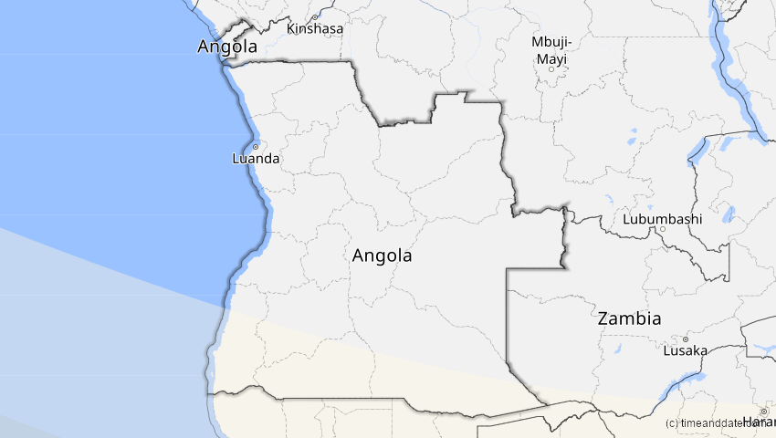 A map of Angola, showing the path of the 27. Dez 2084 Totale Sonnenfinsternis
