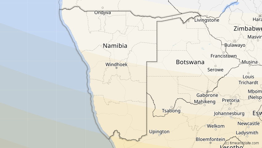 A map of Namibia, showing the path of the 27. Dez 2084 Totale Sonnenfinsternis