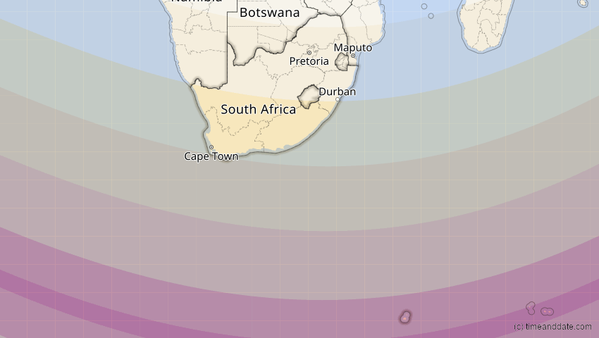A map of Südafrika, showing the path of the 27. Dez 2084 Totale Sonnenfinsternis