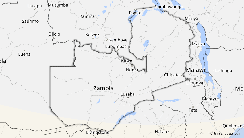 A map of Sambia, showing the path of the 27. Dez 2084 Totale Sonnenfinsternis