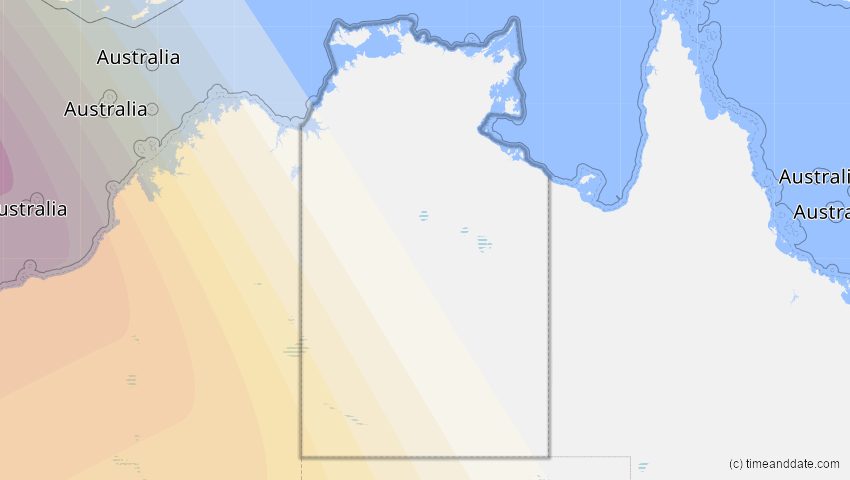 A map of Northern Territory, Australien, showing the path of the 27. Dez 2084 Totale Sonnenfinsternis