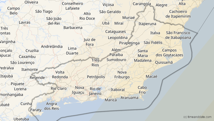 A map of Rio de Janeiro, Brasilien, showing the path of the 27. Dez 2084 Totale Sonnenfinsternis