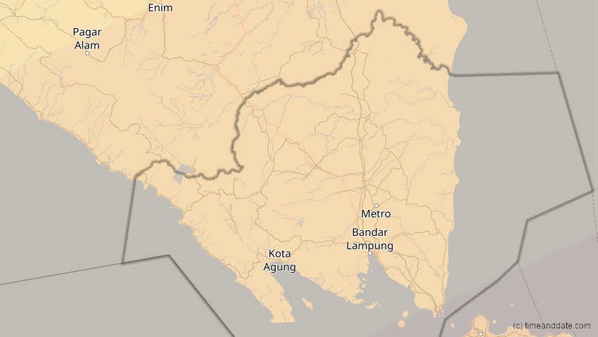 A map of Lampung, Indonesien, showing the path of the 27. Dez 2084 Totale Sonnenfinsternis