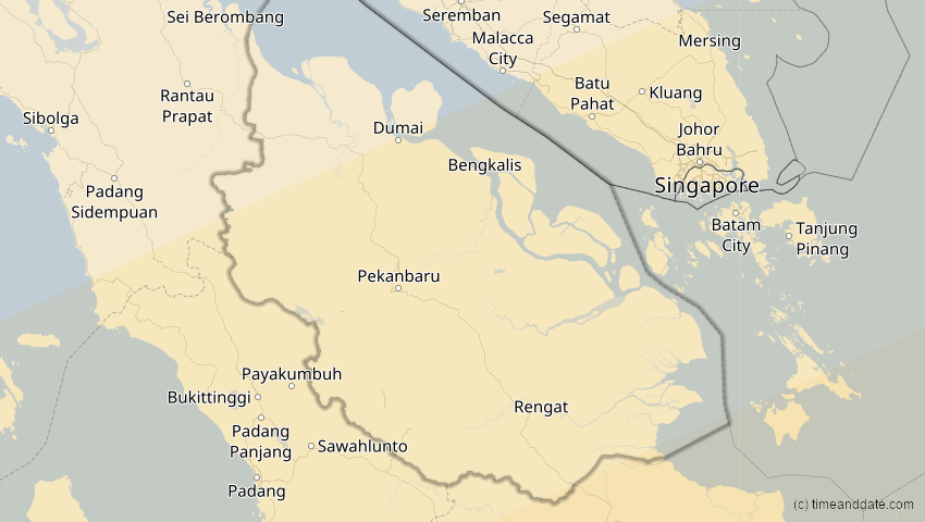 A map of Riau, Indonesien, showing the path of the 27. Dez 2084 Totale Sonnenfinsternis