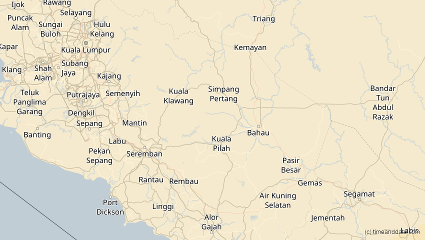 A map of Negeri Sembilan, Malaysia, showing the path of the 27. Dez 2084 Totale Sonnenfinsternis
