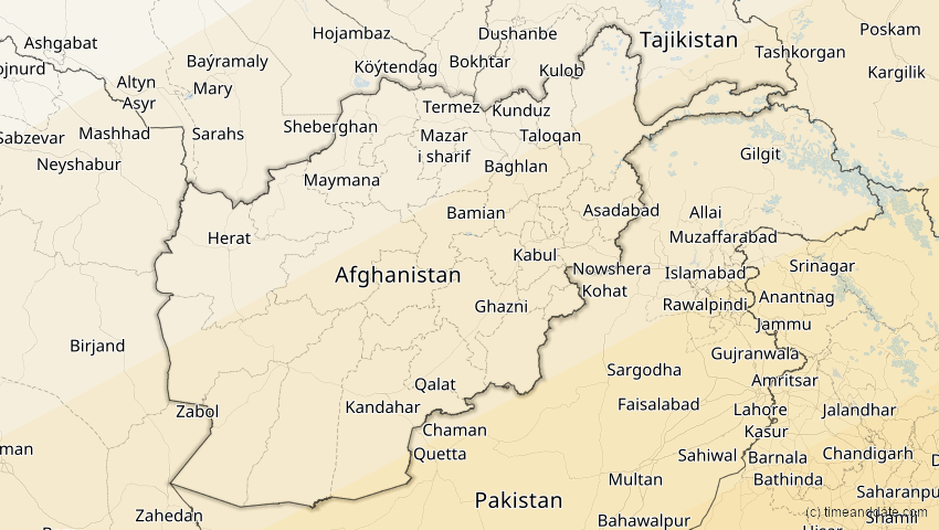 A map of Afghanistan, showing the path of the 22. Jun 2085 Ringförmige Sonnenfinsternis