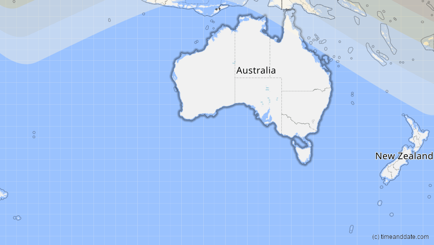 A map of Australien, showing the path of the 22. Jun 2085 Ringförmige Sonnenfinsternis