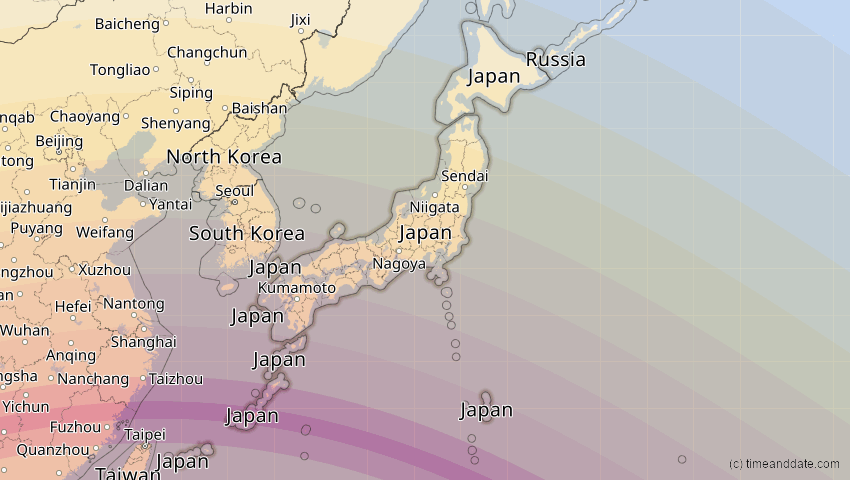 A map of Japan, showing the path of the 22. Jun 2085 Ringförmige Sonnenfinsternis