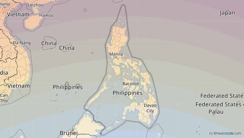 A map of Philippinen, showing the path of the 22. Jun 2085 Ringförmige Sonnenfinsternis