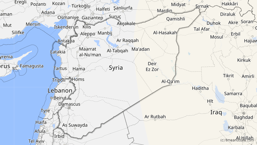 A map of Syrien, showing the path of the 22. Jun 2085 Ringförmige Sonnenfinsternis