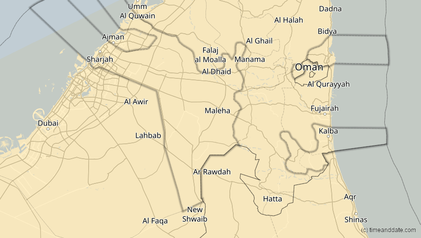 A map of Schardscha, Vereinigte Arabische Emirate, showing the path of the 22. Jun 2085 Ringförmige Sonnenfinsternis