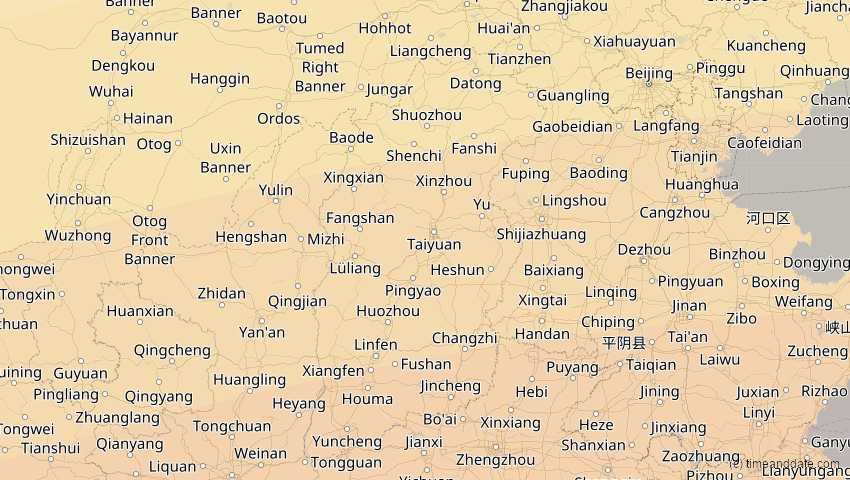 A map of Shanxi, China, showing the path of the 22. Jun 2085 Ringförmige Sonnenfinsternis