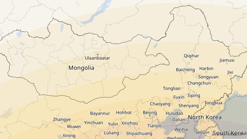 A map of Innere Mongolei, China, showing the path of the 22. Jun 2085 Ringförmige Sonnenfinsternis