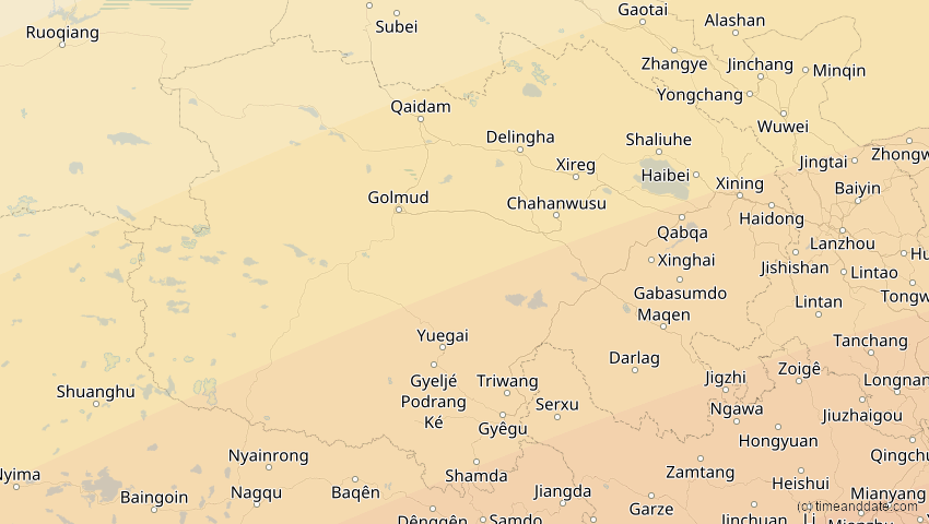 A map of Qinghai, China, showing the path of the 22. Jun 2085 Ringförmige Sonnenfinsternis