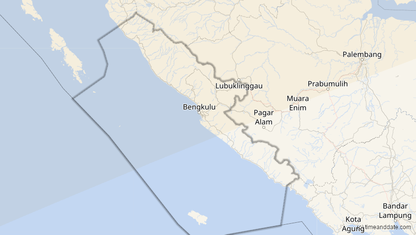 A map of Bengkulu, Indonesien, showing the path of the 22. Jun 2085 Ringförmige Sonnenfinsternis