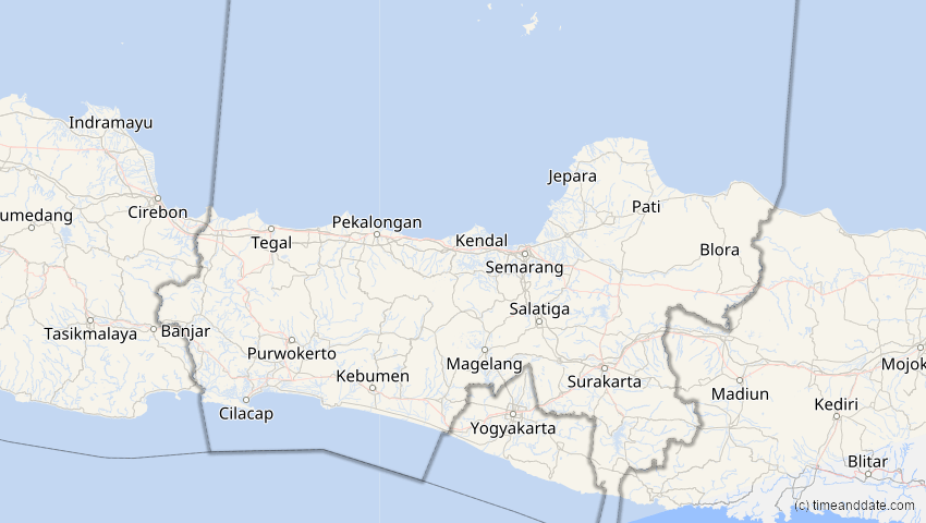 A map of Jawa Tengah, Indonesien, showing the path of the 22. Jun 2085 Ringförmige Sonnenfinsternis