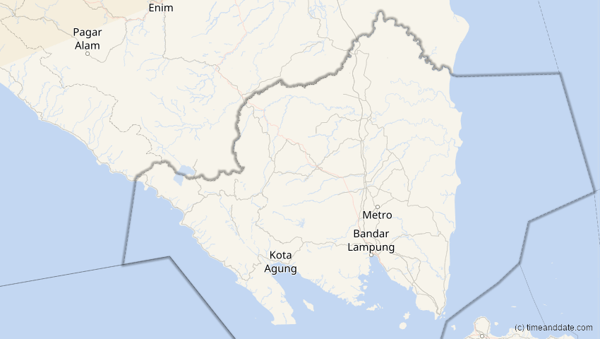 A map of Lampung, Indonesien, showing the path of the 22. Jun 2085 Ringförmige Sonnenfinsternis