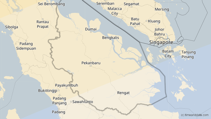 A map of Riau, Indonesien, showing the path of the 22. Jun 2085 Ringförmige Sonnenfinsternis