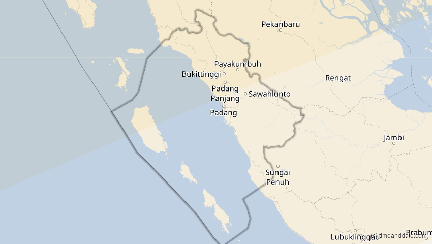A map of Sumatera Barat, Indonesien, showing the path of the 22. Jun 2085 Ringförmige Sonnenfinsternis