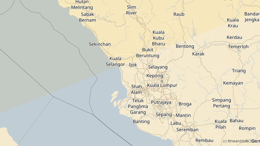 A map of Selangor, Malaysia, showing the path of the 22. Jun 2085 Ringförmige Sonnenfinsternis