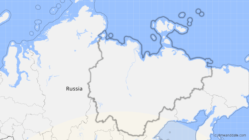 A map of Sacha (Jakutien), Russland, showing the path of the 22. Jun 2085 Ringförmige Sonnenfinsternis