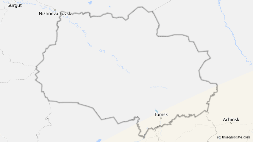 A map of Tomsk, Russland, showing the path of the 22. Jun 2085 Ringförmige Sonnenfinsternis