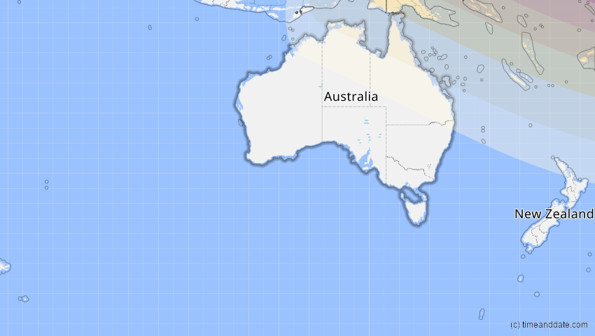 A map of Australien, showing the path of the 17. Dez 2085 Ringförmige Sonnenfinsternis