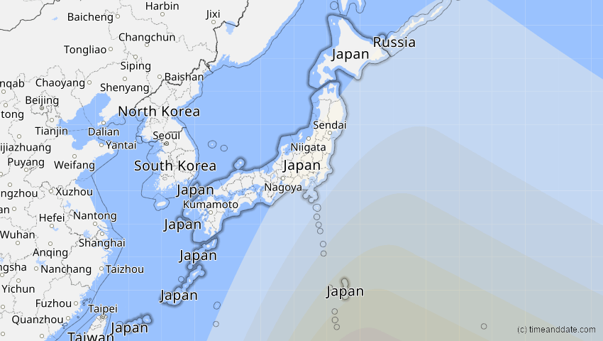 A map of Japan, showing the path of the 17. Dez 2085 Ringförmige Sonnenfinsternis