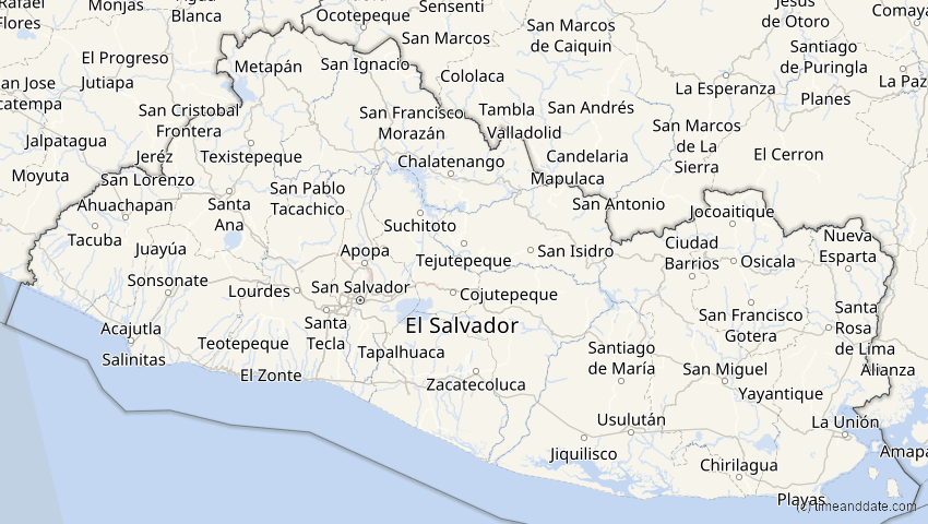 A map of El Salvador, showing the path of the 16. Dez 2085 Ringförmige Sonnenfinsternis
